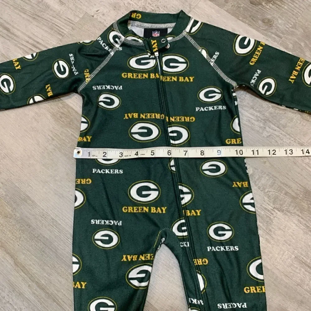 NFL Team Apparel 0-3 Green Bay Packer zip footed pajamas